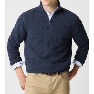 NWT J Crew Men Quilted Quarter Zip Pullover Sweatshirt Navy Blue Size S $130[jb]